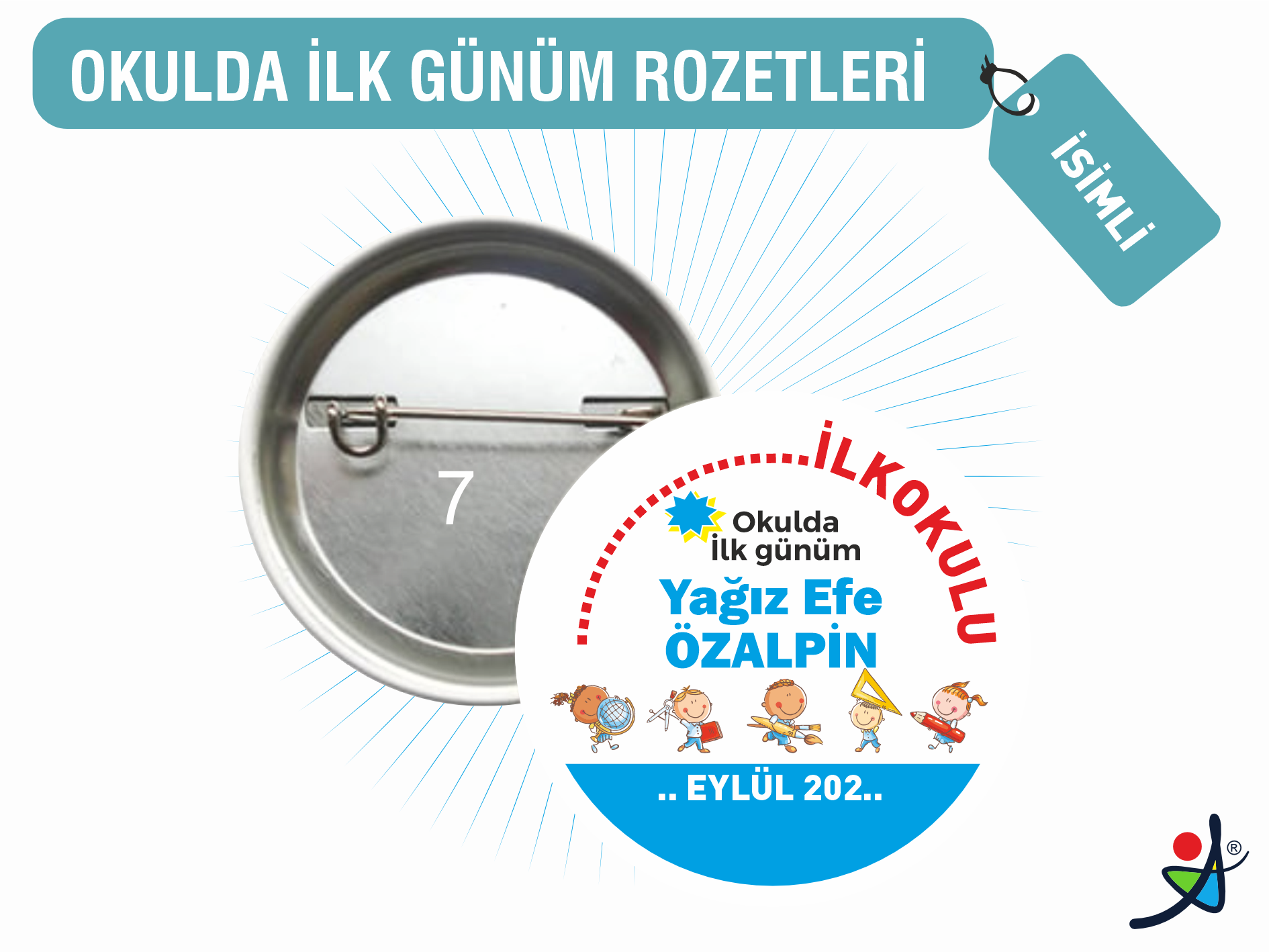 İsimli İlk Gün Rozeti – Okul Açılış Rozeti Çocuklu Tasarım İsimli İlk Gün Rozeti – Okul Açılış Rozeti Çocuklu Tasarım